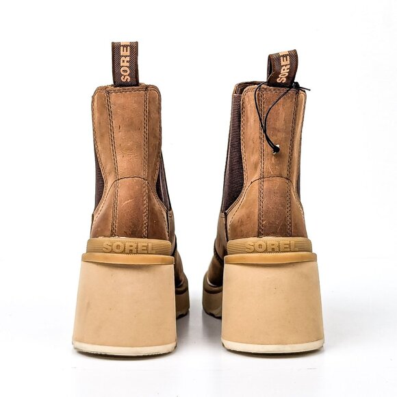 Sorel Women Hi-Line Heel Chelsea Brown Leather Waterproof Ankle Boots size 8.5 - Picture 4 of 9